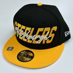 New Era Pittsburgh Steelers Fitted Hat 59fifty 7 3/8 NFL Football Draft